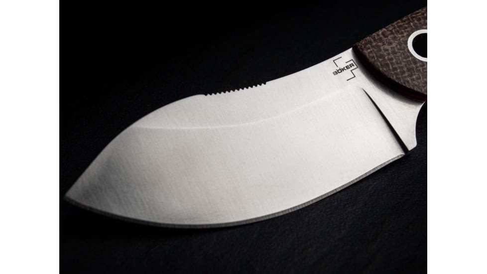 Boker Plus Nessmi Pro Fixed Blade Knife, 2.64in, D2, Micarta Brown Handle, 02BO018