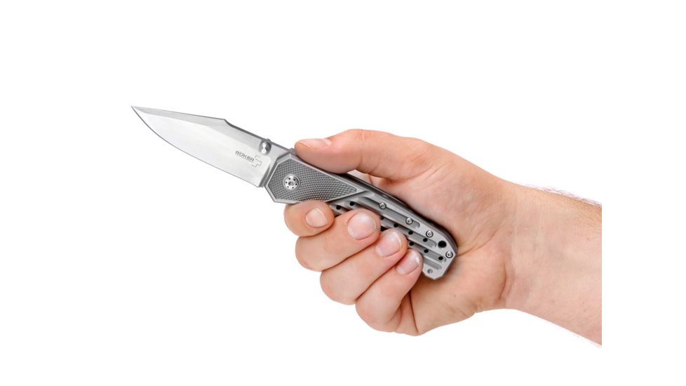 Boker Plus Scoundrel Gen 2 Folding Knife, 3.2in, VG-10, Titanium, Uncoated, Grey, 01BO761
