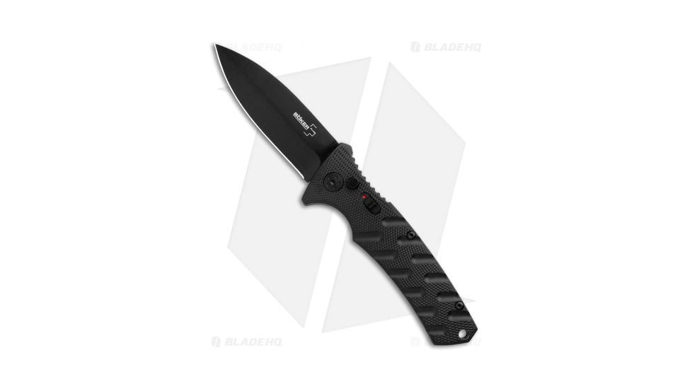 Boker Plus Strike Dagger Automatic Folding Knife, 3.25in, D2, Dagger Blade, Aluminum Black Handle, Black/Black, 7.875in, BHQ-97035
