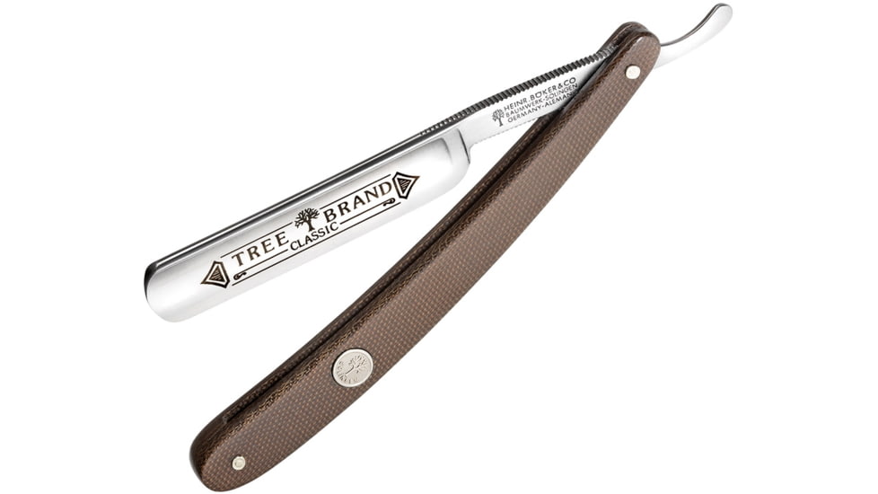Boker Razor Tree Brand Green, 6in Closed, 3.5in Satin Carbon Steel Blade, Green Canvas Micarta Handle, Inlay Shield, Green, 140426
