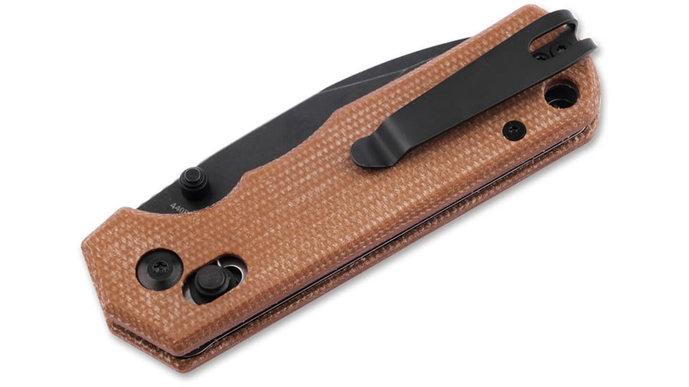 Boker Rockstub Axis Lock Brown Folding Knife, 3.63in Closed, 2.63in Black Stonewash440 Stainless Steel Blade, Brown Canvas Micarta Handle, 01SC710