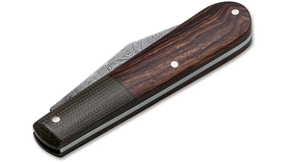 Boker Solingen Barlow Integral Folding Knife, 2.64in, Damascus, Desert Ironwood, Micarta Olive Handle, 100501DAM
