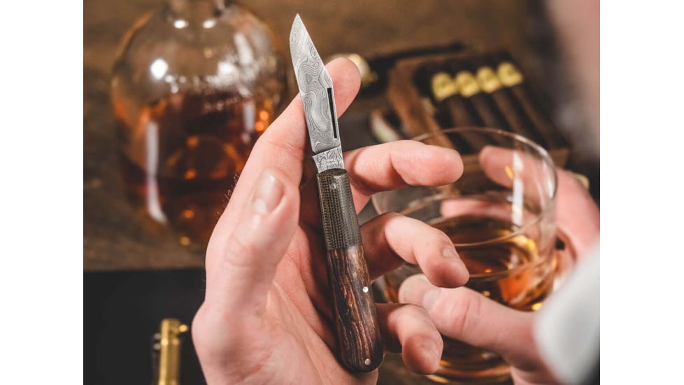 Boker Solingen Barlow Integral Folding Knife, 2.64in, Damascus, Desert Ironwood, Micarta Olive Handle, 100501DAM