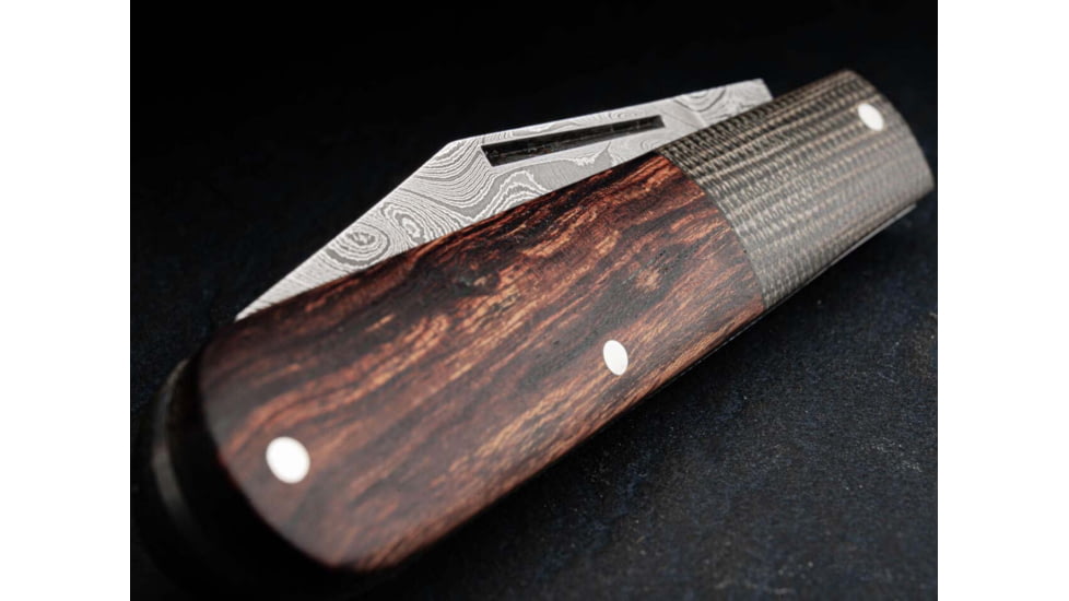 Boker Solingen Barlow Integral Folding Knife, 2.64in, Damascus, Desert Ironwood, Micarta Olive Handle, 100501DAM