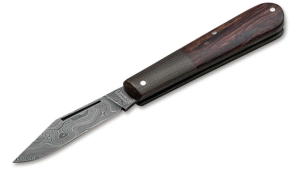 Boker Solingen Barlow Integral Folding Knife, 2.64in, Damascus, Desert Ironwood, Micarta Olive Handle, 100501DAM