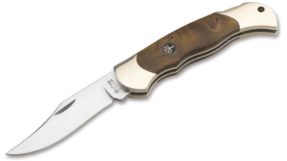 Boker Solingen Boy Scout Folding Knife, 2.24in, N690, Curly Birch Wood Brown Handle, 117118