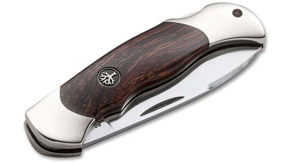 Boker Solingen Boy Scout Spearpoint Folding Knife, 2.24in, N690, Desert Ironwood, Nickel Silver Brown Handle, 112406
