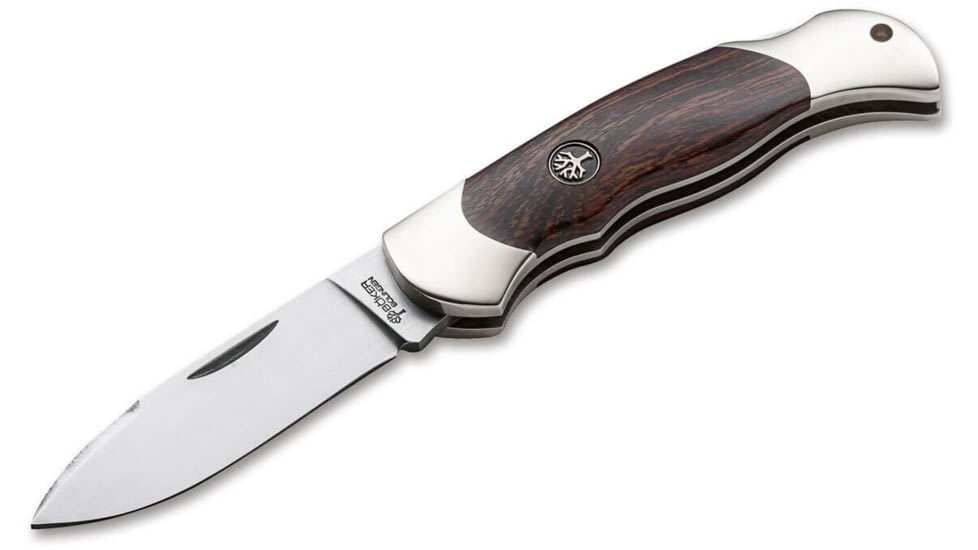 Boker Solingen Boy Scout Spearpoint Folding Knife, 2.24in, N690, Desert Ironwood, Nickel Silver Brown Handle, 112406