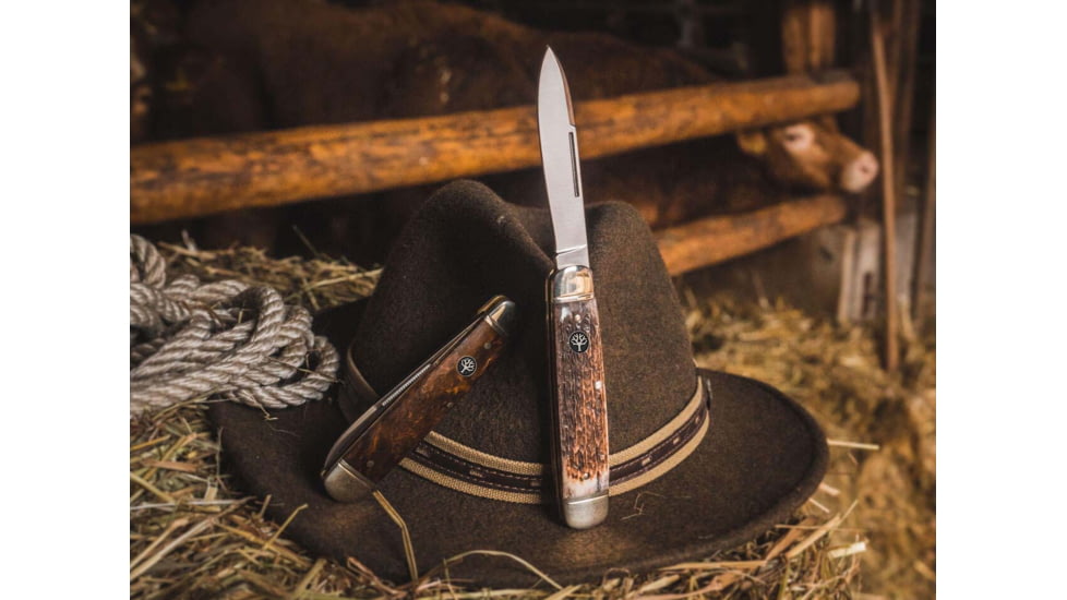 Boker Solingen Cattle Folding Knife, 3.23in, N690, Curly Birch Wood, Nickel Silver Brown Handle, 110910