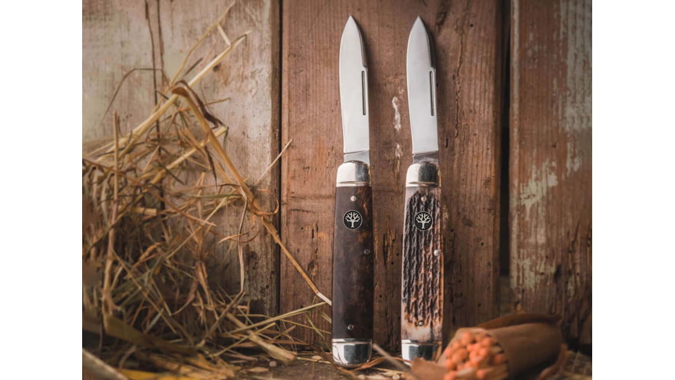 Boker Solingen Cattle Folding Knife, 3.23in, N690, Curly Birch Wood, Nickel Silver Brown Handle, 110910