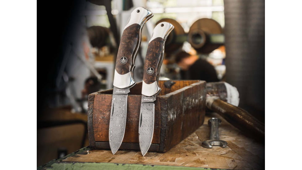 Boker Solingen Junior Scout Folding Knife, 2.76in, Damascus, Curly Birch Wood, Nickel Silver Brown Handle, 111920DAM