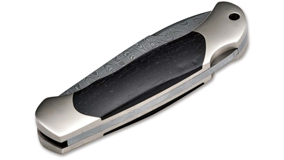 Boker Solingen Junior Scout Folding Knife, 2.76in, Damascus, Ironwood, Nickel Silver Black Handle, 111930DAM