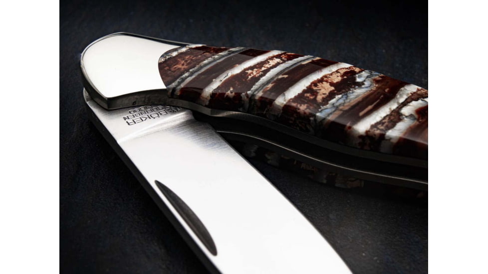 Boker Solingen Junior Scout Mammuth Folding Knife, 2.72in, N690, Mammoth Tooth, Nickel Silver Brown Handle, 111990