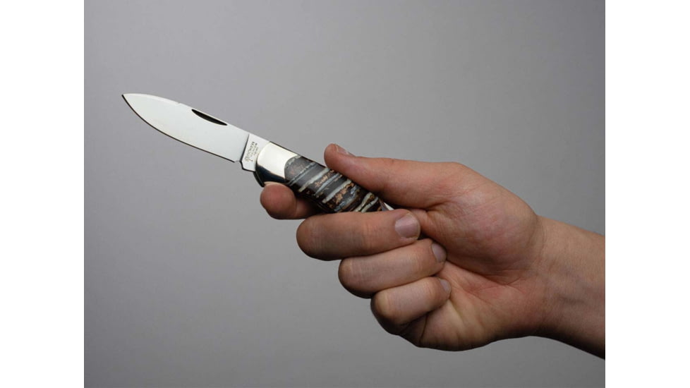 Boker Solingen Junior Scout Mammuth Folding Knife, 2.72in, N690, Mammoth Tooth, Nickel Silver Brown Handle, 111990