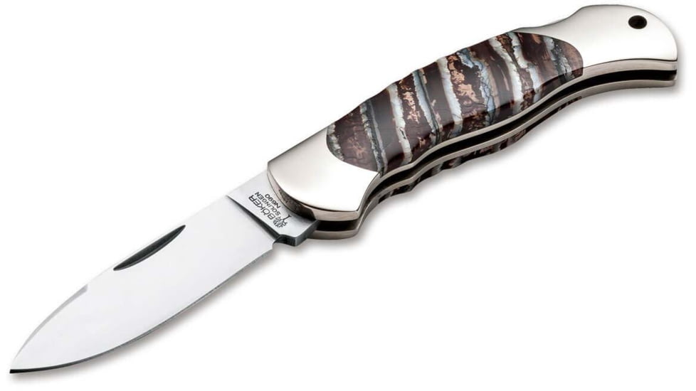 Boker Solingen Junior Scout Mammuth Folding Knife, 2.72in, N690, Mammoth Tooth, Nickel Silver Brown Handle, 111990