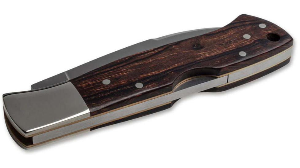 Boker Solingen Mamba Spearpoint Folding Knife, 2.91in, N690, Desert Ironwood, Nickel Silver Brown Handle, 110822