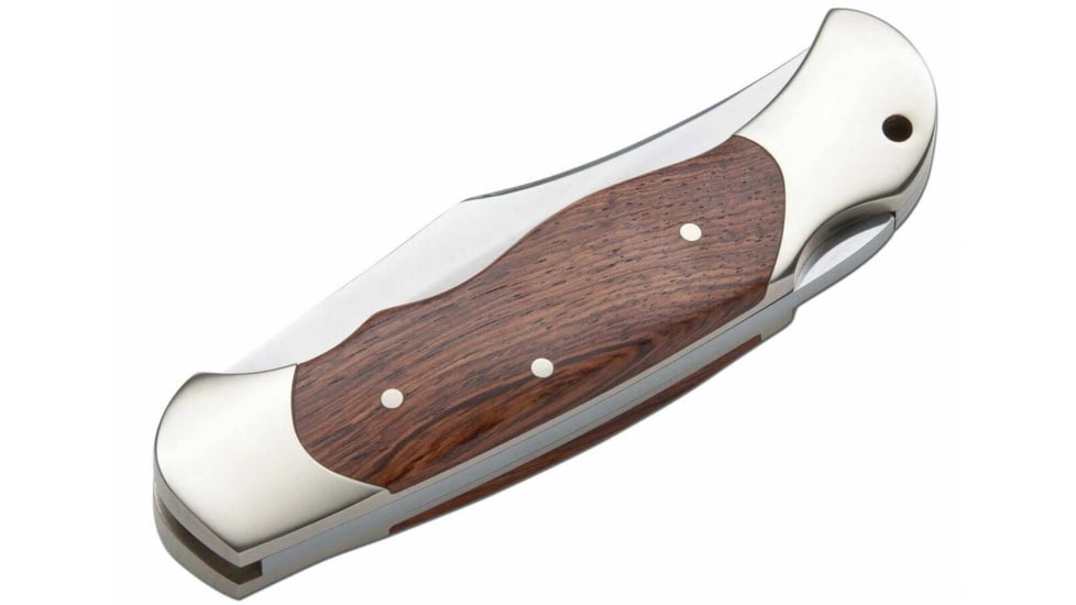 Boker Solingen Optima Palisander Folding Knife, 3.54in, 440C, Nickel Silver, Rosewood Brown Handle, 113002