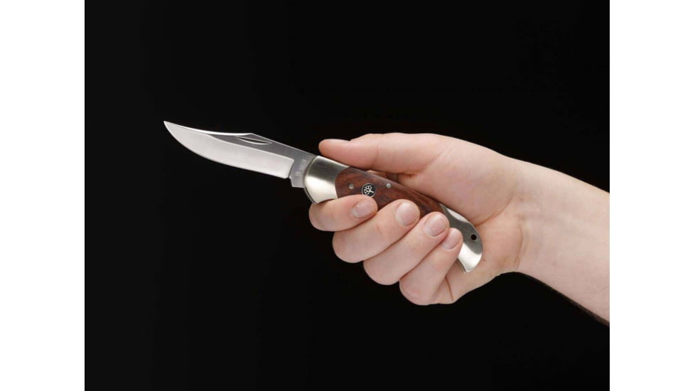 Boker Solingen Optima Palisander Folding Knife, 3.54in, 440C, Nickel Silver, Rosewood Brown Handle, 113002