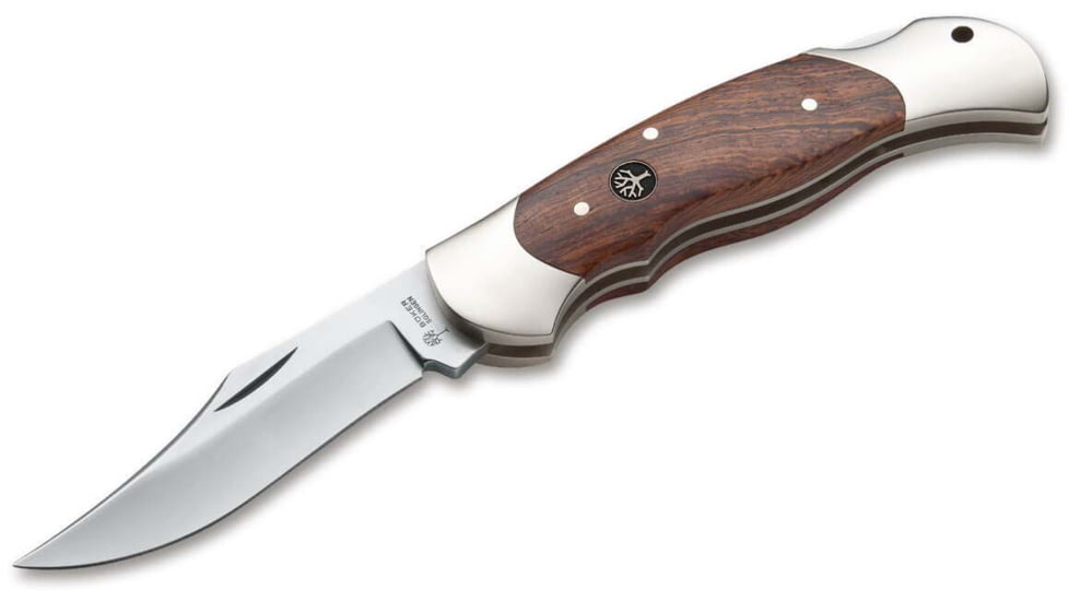 Boker Solingen Optima Palisander Folding Knife, 3.54in, 440C, Nickel Silver, Rosewood Brown Handle, 113002