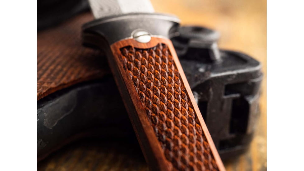 Boker Solingen P08 Fixed Blade Knife, 3.23 in, Damascus, Dagger, Rosewood, Rosewood, 121515DAM