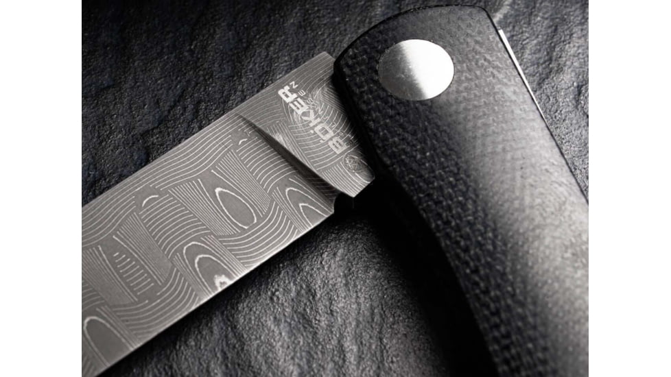 Boker Solingen Rangebuster Folding Knife, 3.03in, Damascus, Micarta Black Handle, 110914DAM