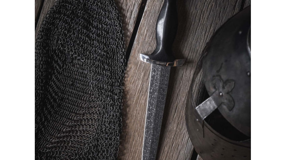 Boker Solingen Swiss Dagger Mosaic Fixed Blade Knife, 8.62in, Damascus, Ebony Handle, 121552DAM