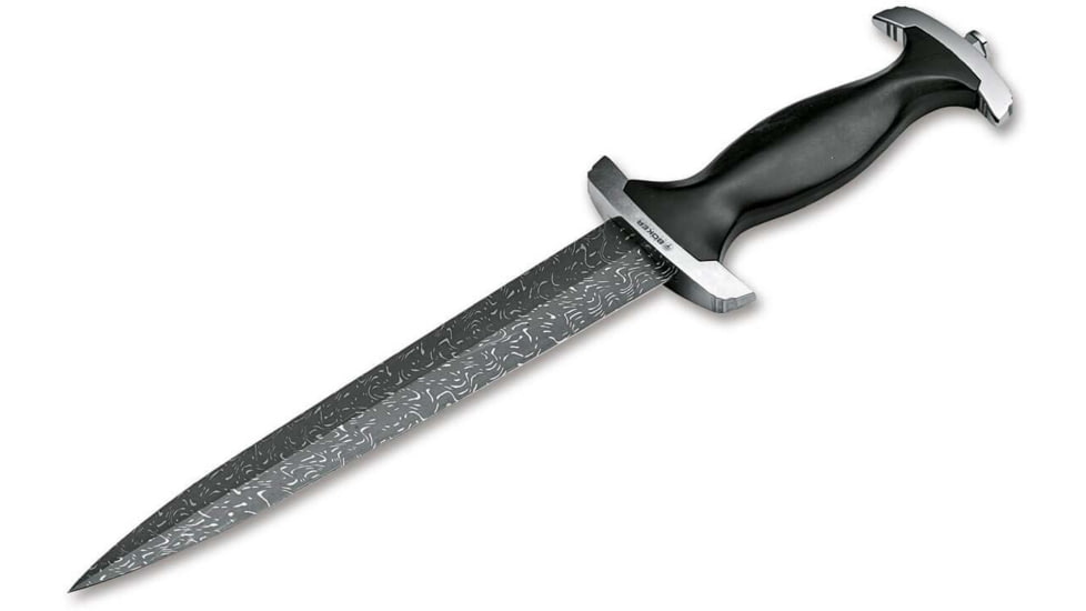 Boker Solingen Swiss Dagger Mosaic Fixed Blade Knife, 8.62in, Damascus, Ebony Handle, 121552DAM