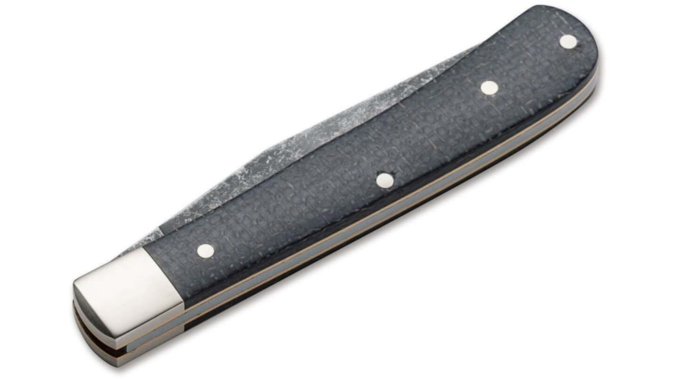 Boker Solingen Trapper Uno Jute Folding Knife, 3.31in, O1, Micarta, Nickel Silver Black Handle, 112595