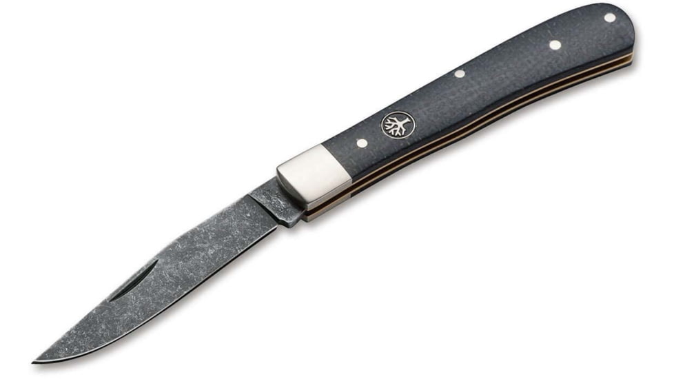 Boker Solingen Trapper Uno Jute Folding Knife, 3.31in, O1, Micarta, Nickel Silver Black Handle, 112595