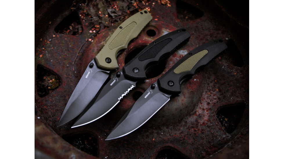 Boker Spring Assisted Iii Vg10 Folding Knife, 3.5in, VG-10, FRN, Synthetic, Spring Assisted, Black, 01BO502