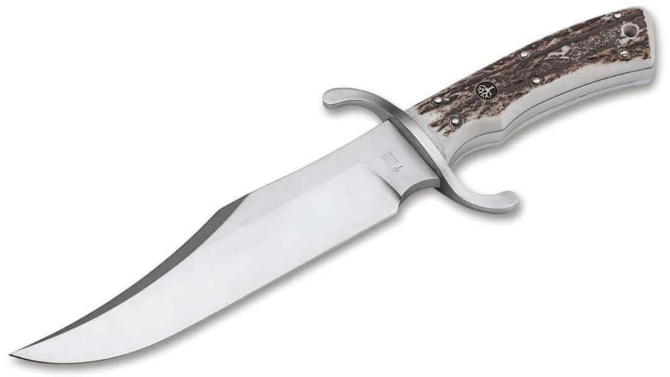 Boker Stag Bowie N690 Fixed Blade Knife, 2.88in, N690 Bowie Blade, Stag Handle, BO121547HH