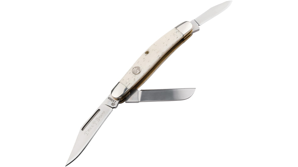 Boker Traditional Series 2.0 Medium Stockman Folding Knife, 3.38in Closed, D2 Steel, Clip Point/Sheepsfoot/Pen Blades, White Bone Handle, Boxed, 110854