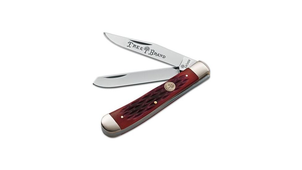 Boker USA Traditional Series Trapper Jigged Bone Knife, Red, Small, 110747
