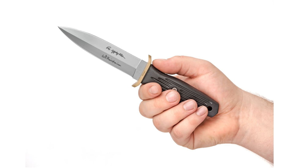 Boker Applegate Boot Fixed Blade Knife, Small, Kydex Sheath, 6 in, 440C, Double Edge, Black FRN (Fiberglass-Reinforced Nylon), 120546