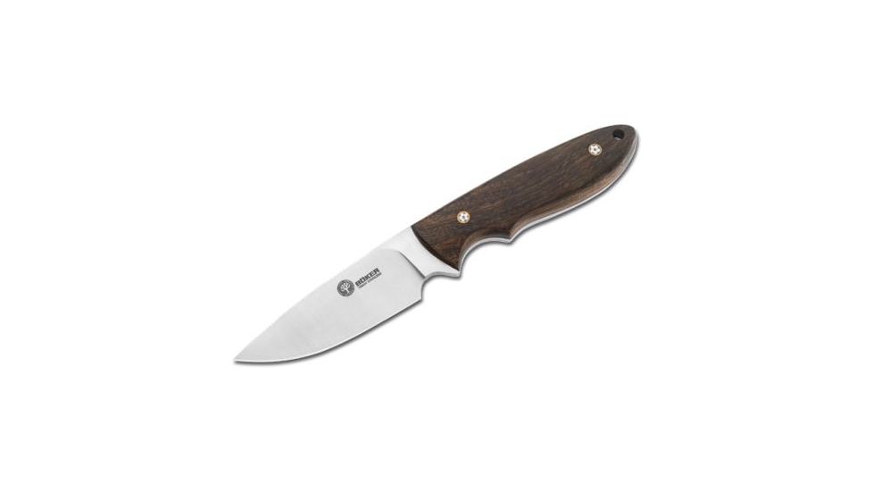 Boker USA Arbolito Pine Creek Wood Fixed Blade Knife, Guayacan Ebony Wood Handle w/ Leather Sheath 02BA701G