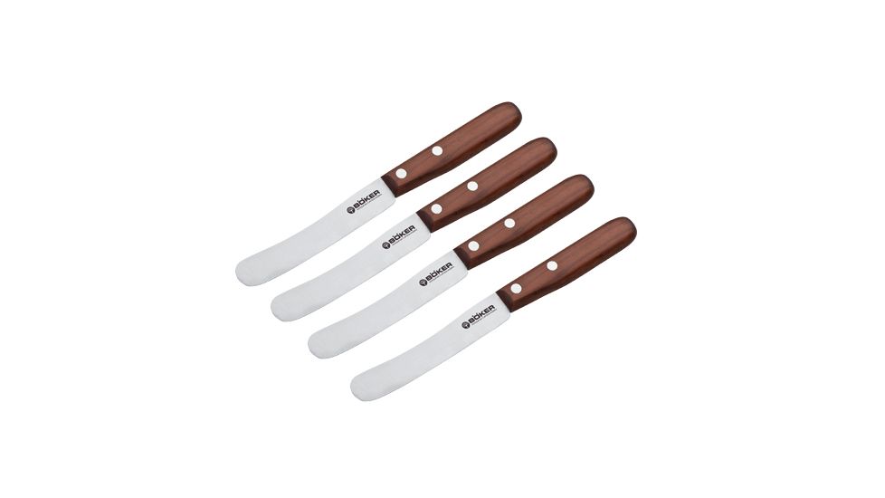 Boker USA Bagel Knife,4.5in CVM Steel,Traditional Cherry Wood Handle,Set of 4 130101SET