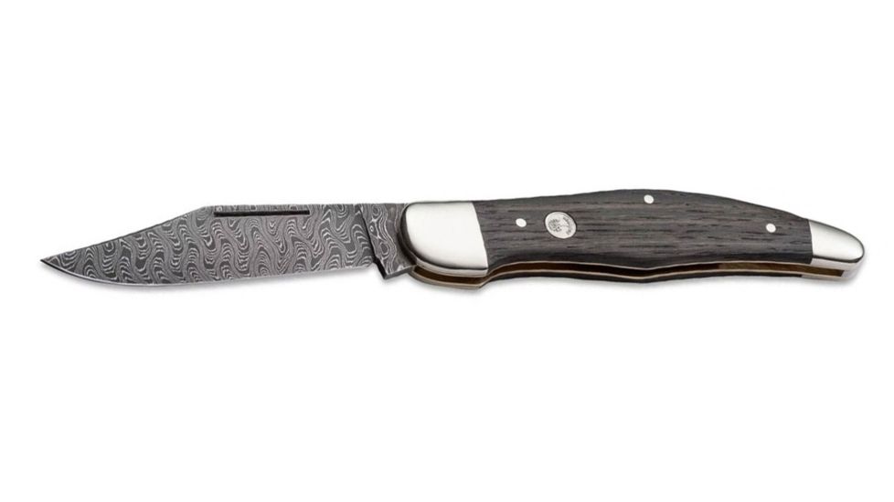 Boker USA Boker 20-20 Classic Damascus Folding Pocket Knife,3.9in Damascus Steel Blade,Bog Oak Wood Brown Handle, 112021DAM