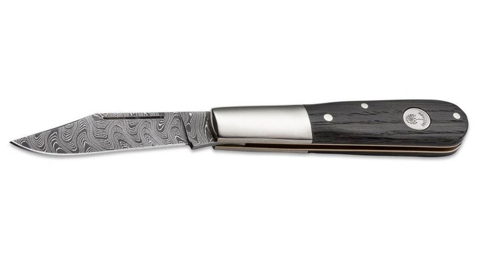 Boker USA Boker Barlow Classic Damascus Folding Pocket Knife,2.6in Damascus Steel Blade,Bog Oak Wood Brown Handle, 100600DAM