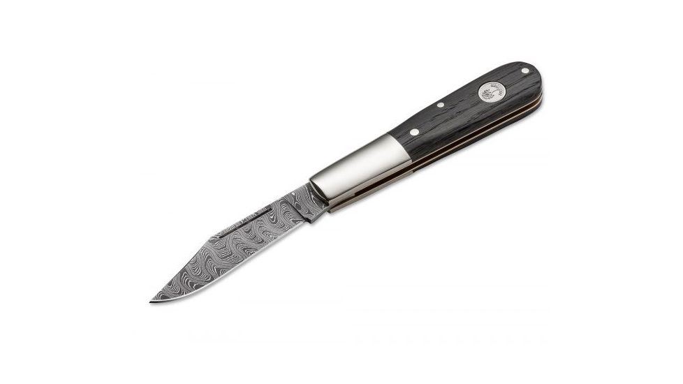 Boker USA Boker Barlow Classic Damascus Folding Pocket Knife,2.6in Damascus Steel Blade,Bog Oak Wood Brown Handle 100600DAM