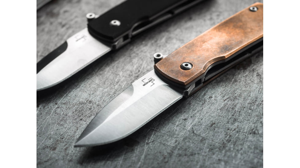 Boker USA Boker Plus Shamsher Copper Pocket Knife by Darriel Caston &amp; Stan Mojzis, 1.97 in, D2, Folding Blade, Copper Handle, 01BO362