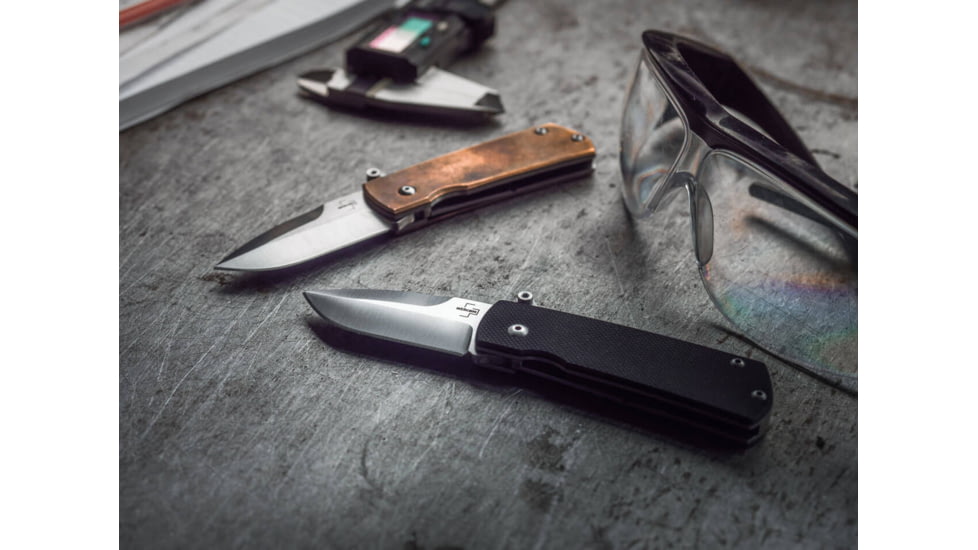 Boker USA Boker Plus Shamsher Copper Pocket Knife by Darriel Caston &amp; Stan Mojzis, 1.97 in, D2, Folding Blade, Copper Handle, 01BO362