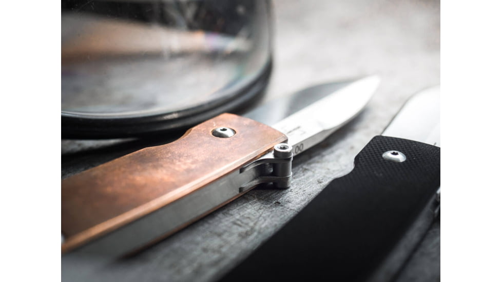 Boker USA Boker Plus Shamsher Copper Pocket Knife by Darriel Caston &amp; Stan Mojzis, 1.97 in, D2, Folding Blade, Copper Handle, 01BO362