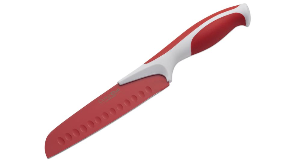 Boker USA Colorcut Santoku Knife,6in CrMoV Steel Blade,Raspberry Red Handle 03CT101