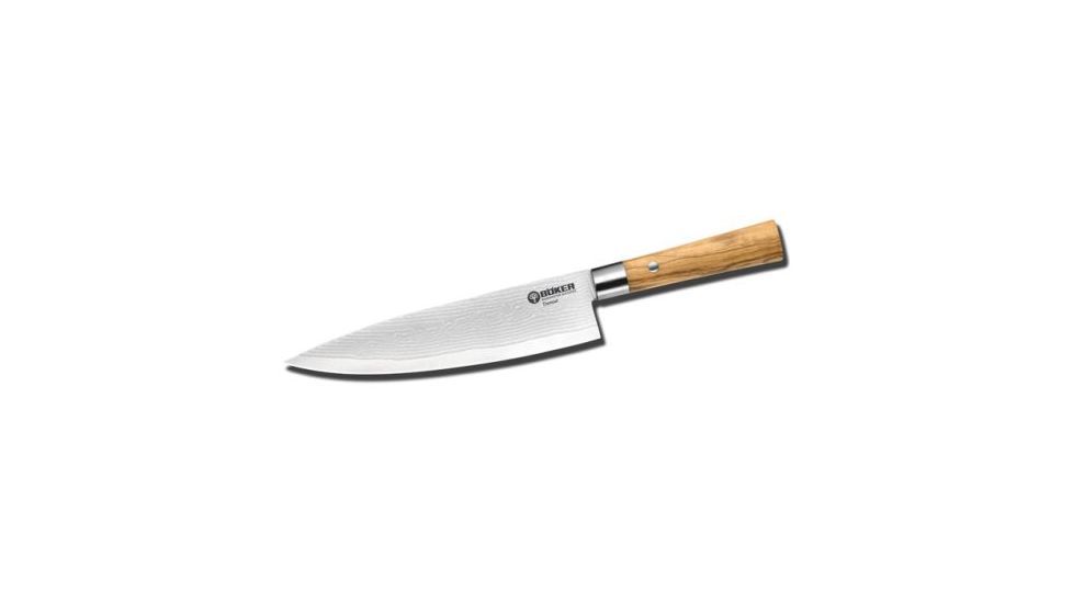Boker Solingen Damascus Olive Chefs Knife, 8.25 in, Damascus Blade, Olive Wood Handle, 130441DAM