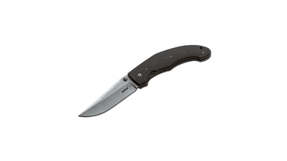 Boker USA Gitano Linerlock Folding Knife,5.5in closed,Stainless Modified Clip Blade,Contoured Black G-10 Handle BOP02607