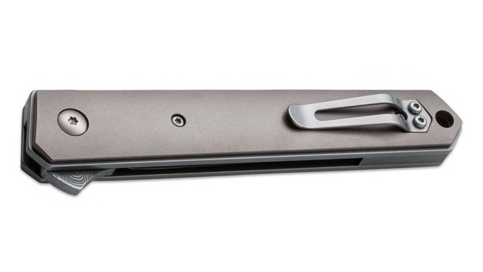 Boker USA Kwaiken Damascus Folding Knife,3.5in,Damascus Steel,Standard Edge,Gray,Titanium Handle, 01BO297DAM