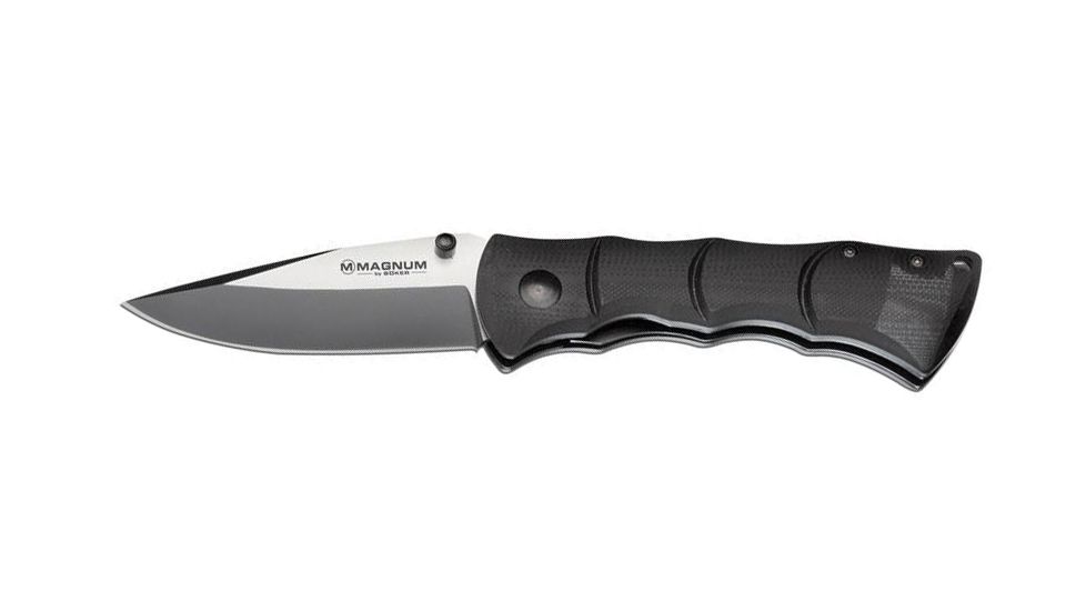 Boker USA Magnum Black Bamboo Large Folding Knife,3.25in 440 Stainless Steel Blade,G10 Handle 01LL509