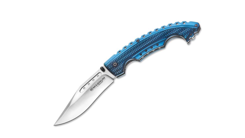 Boker USA Magnum Blue Bowie Folding Knife,3.875in 440 Steel Blade,Blue Coated Steel Handle 01RY855
