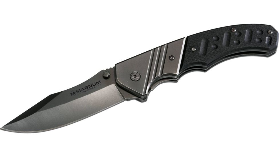 Boker USA Magnum Bowie Folding Knife,3.38in 440 Stainless Steel Blade,G10 Handle 01SC017