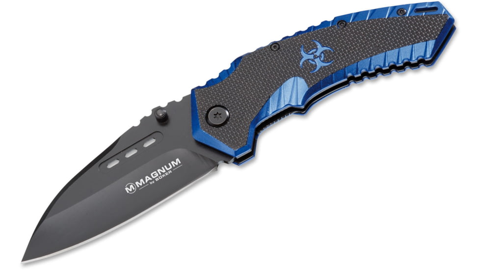 Boker USA Magnum Cobalt Strike Folding Knife, 3.39in, 440, Drop-Point, Blue, 01RY886C
